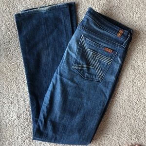 7 for All Mankind flare jeans with “7” stitching